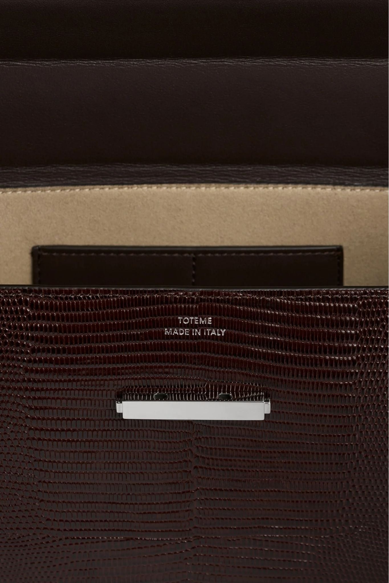 Totême Clip Lizard-Embossed Shoulder Bag - Brown