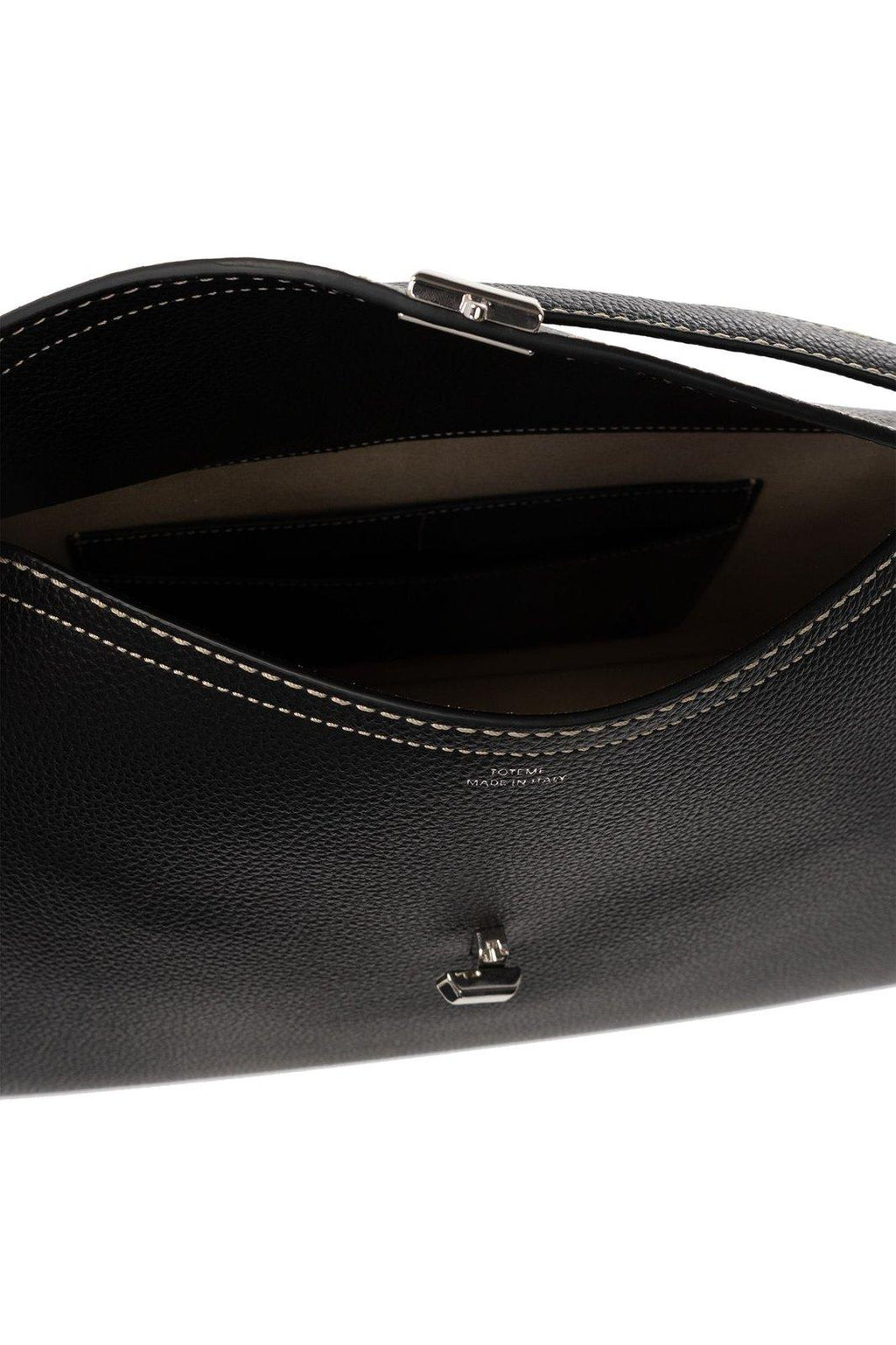 Totême Logo Plaque Foldover Top Handle Bag - Black