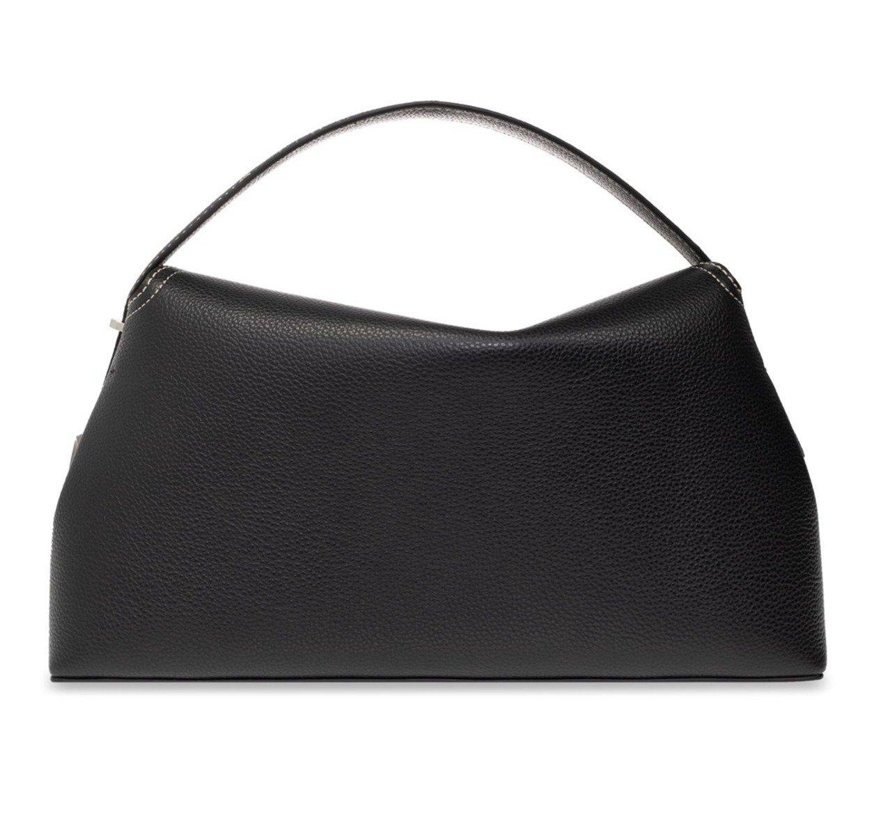 Totême Logo Plaque Foldover Top Handle Bag - Black