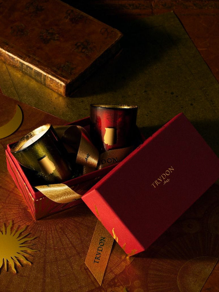 Trudon Duo Lucem Gloria and Gabriel Candle - Green/Red