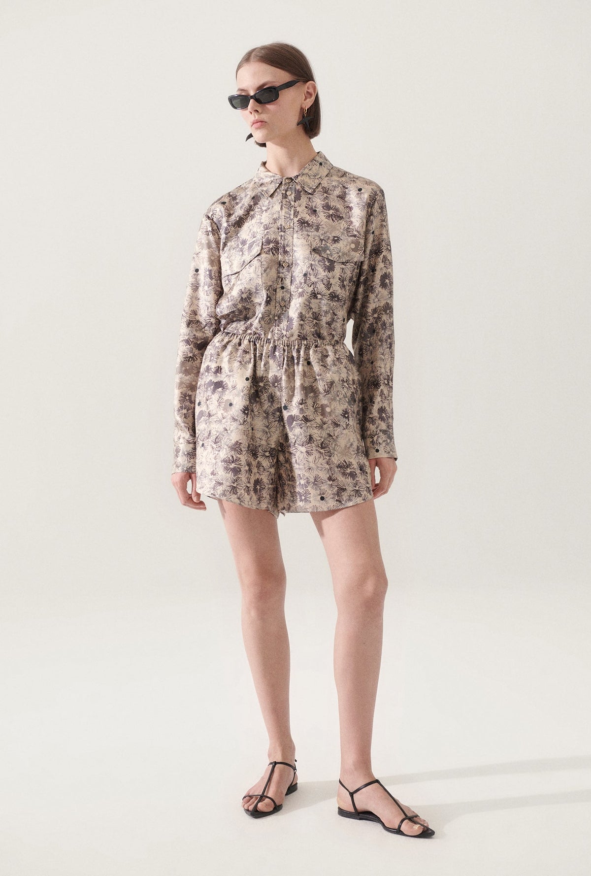 Silk Laundry Twill Racer Shorts - Aster Floral