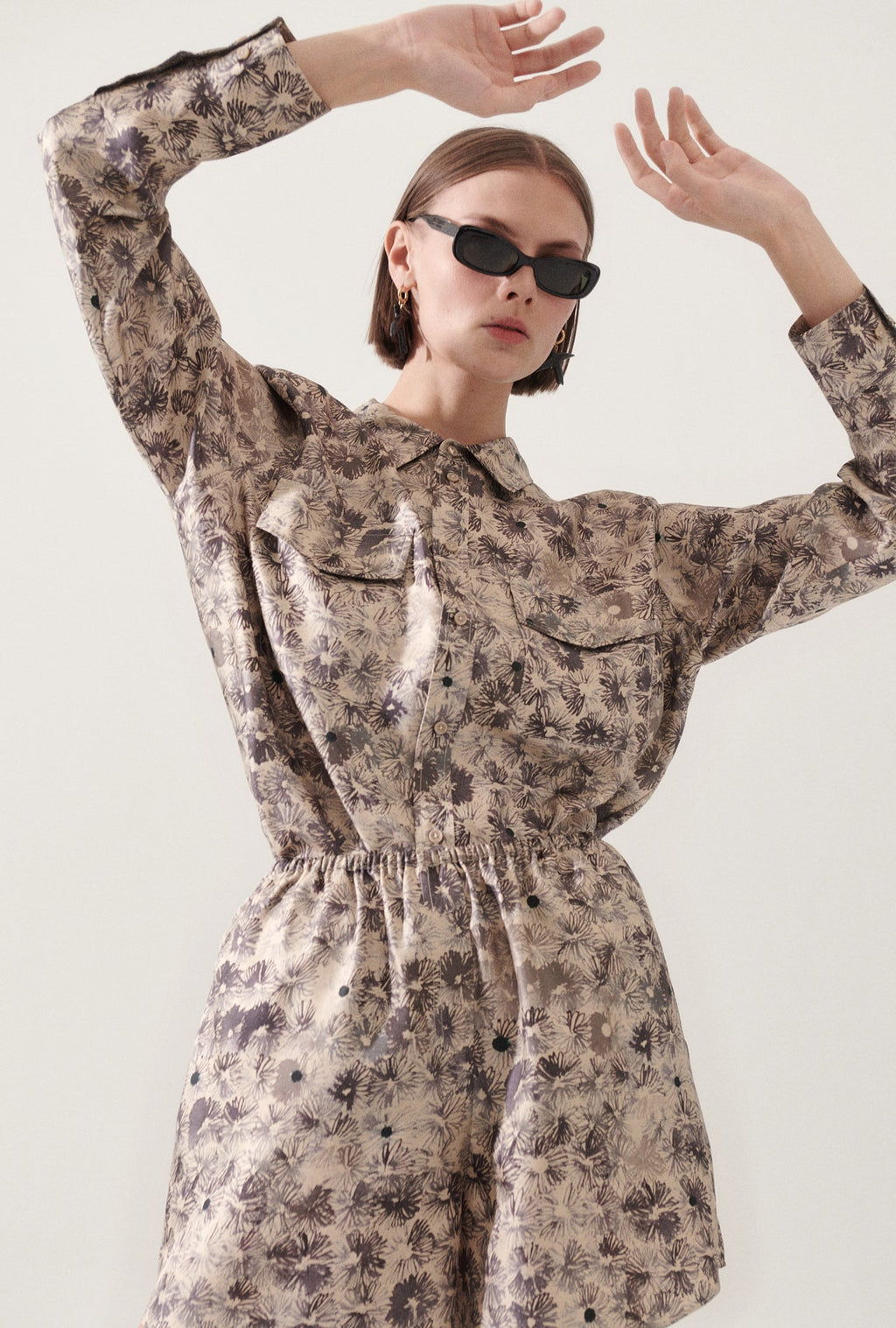 Silk Laundry Twill Racer Shorts - Aster Floral