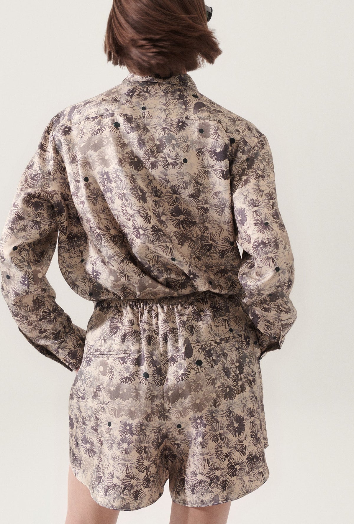 Silk Laundry Twill Racer Shorts - Aster Floral