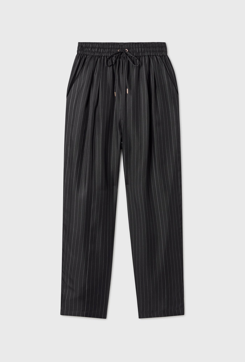Silk Laundry Twill Slouch Pants - Pinstripe Black/White