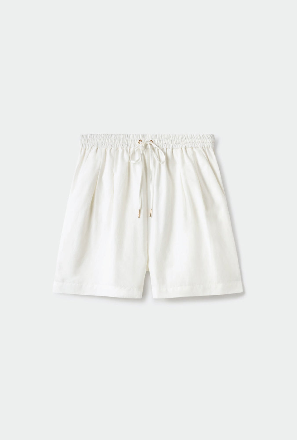 Silk Laundry Twill Slouch Shorts - White