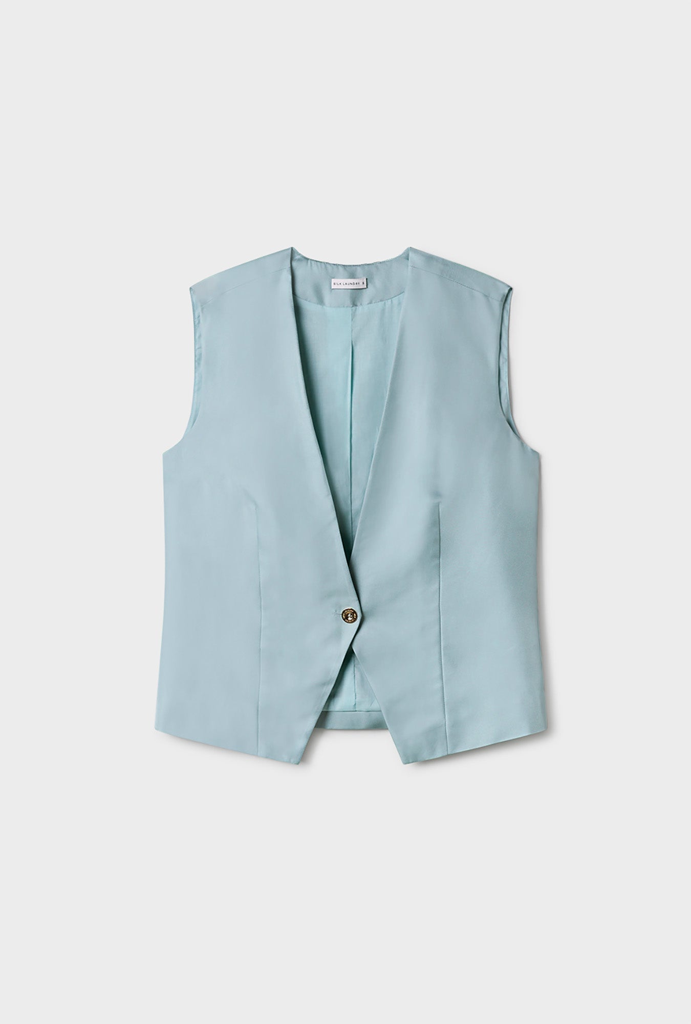Silk Laundry Twill Slouch Vest - Sky