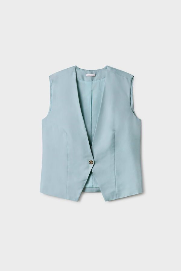 Silk Laundry Twill Slouch Vest - Sky