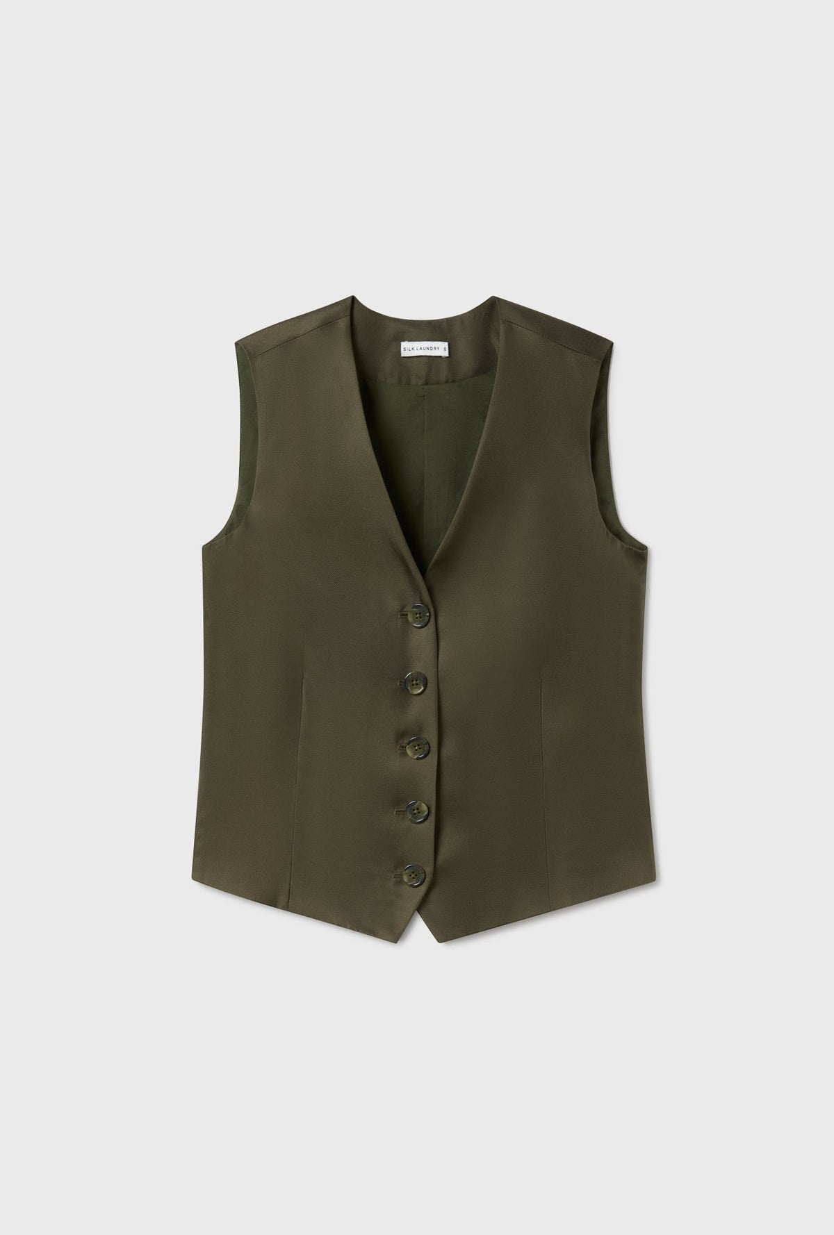 Silk Laundry Twill Vest - Pine