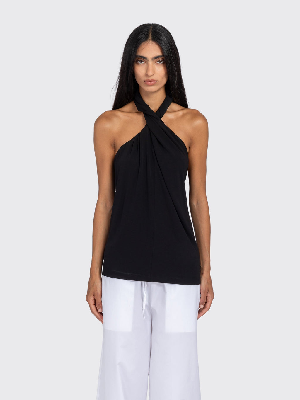 Totême Twisted Jersey Halter Top - Black