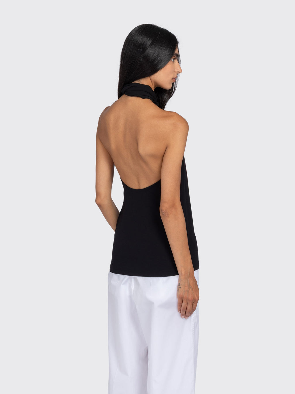 Totême Twisted Jersey Halter Top - Black