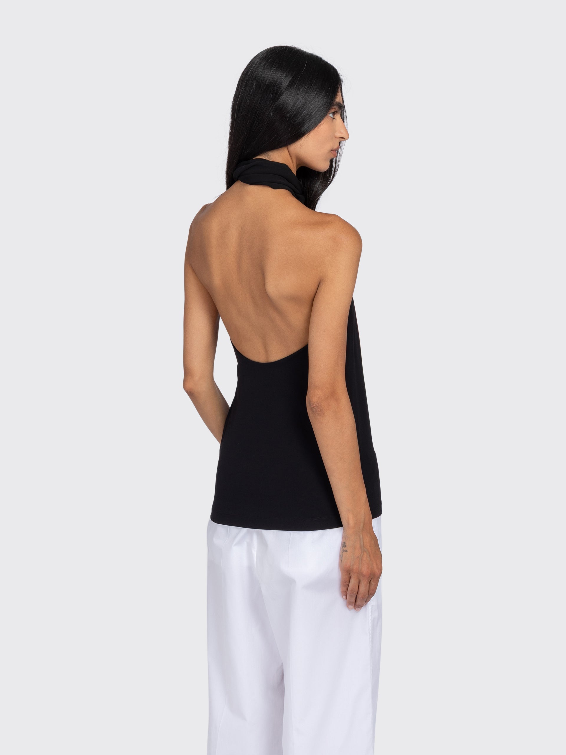 Totême Twisted Jersey Halter Top - Black