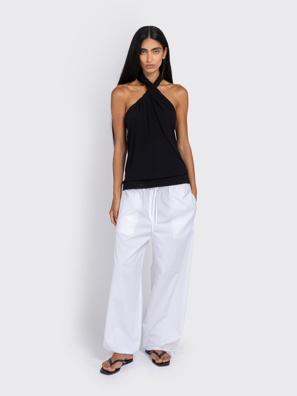 Totême Twisted Jersey Halter Top - Black