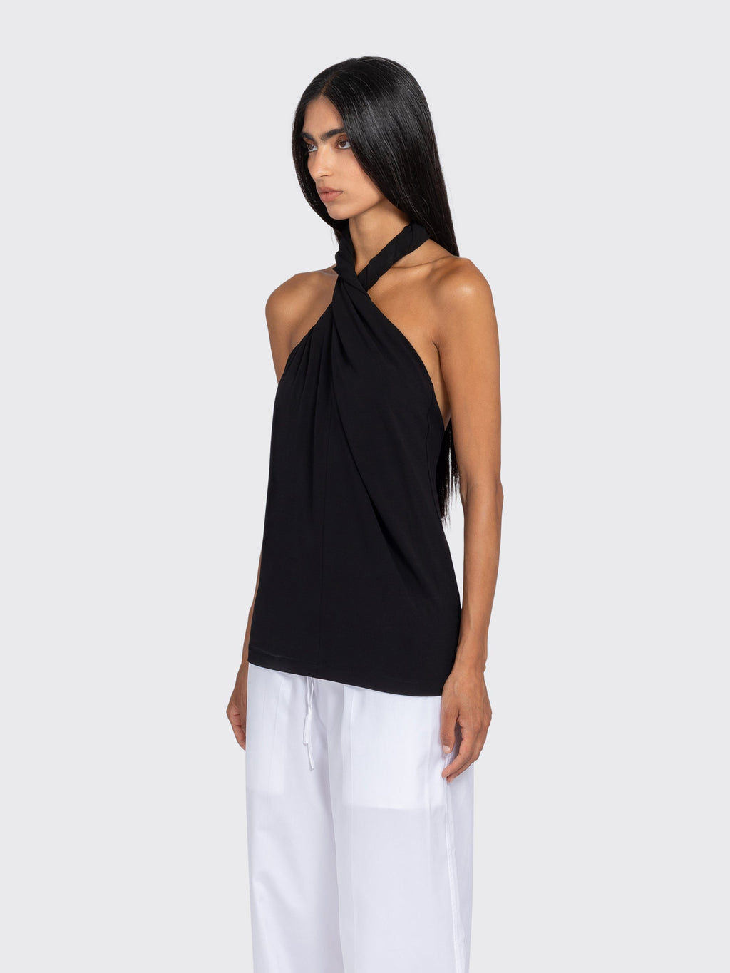 Totême Twisted Jersey Halter Top - Black