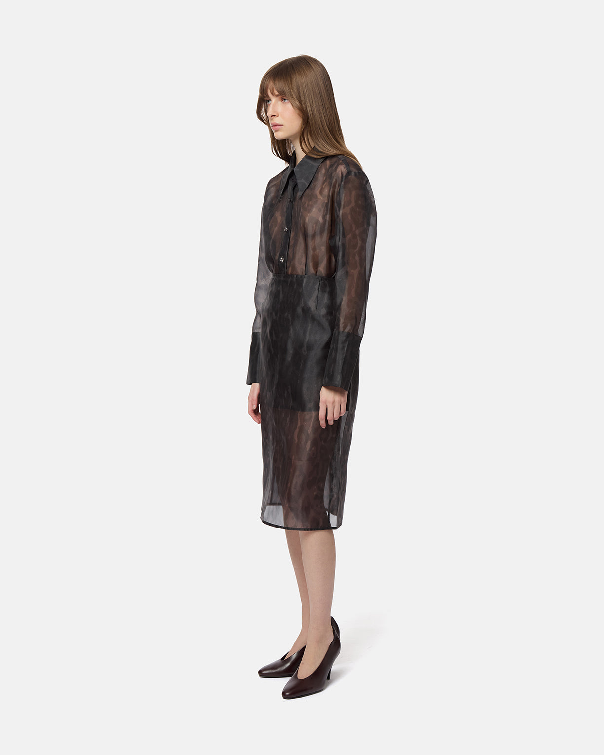 APPARIS Tyra Organza Leopard Midi Skirt