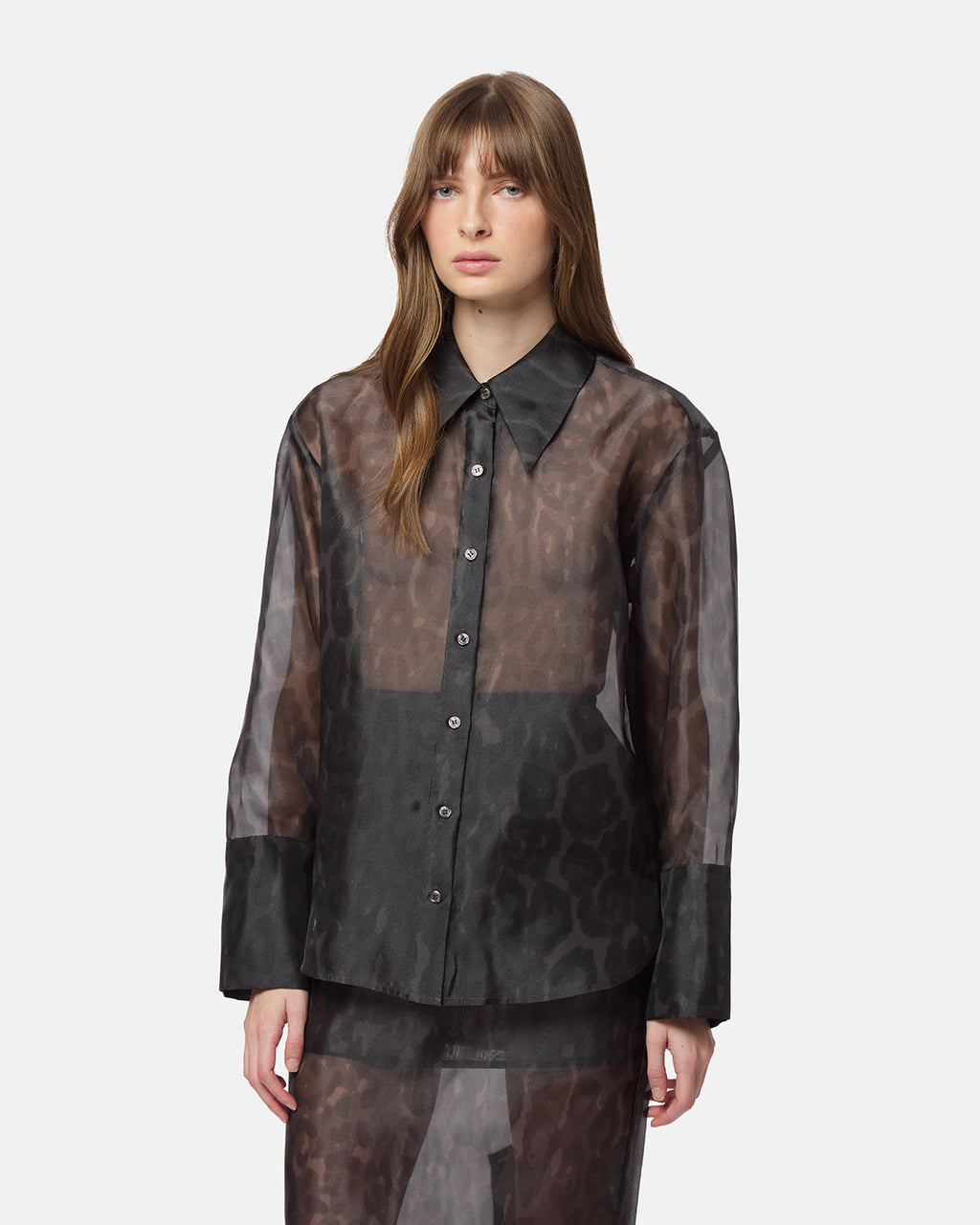 APPARIS Tyra Organza Leopard Shirt - Dark Leopard