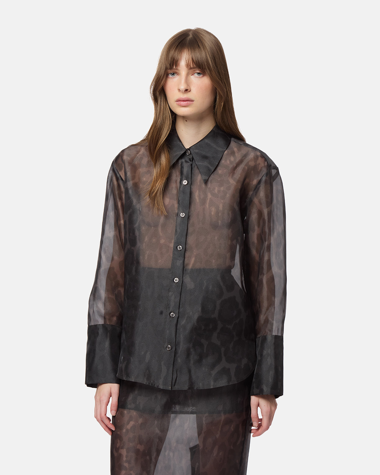 APPARIS Tyra Organza Leopard Shirt - Dark Leopard