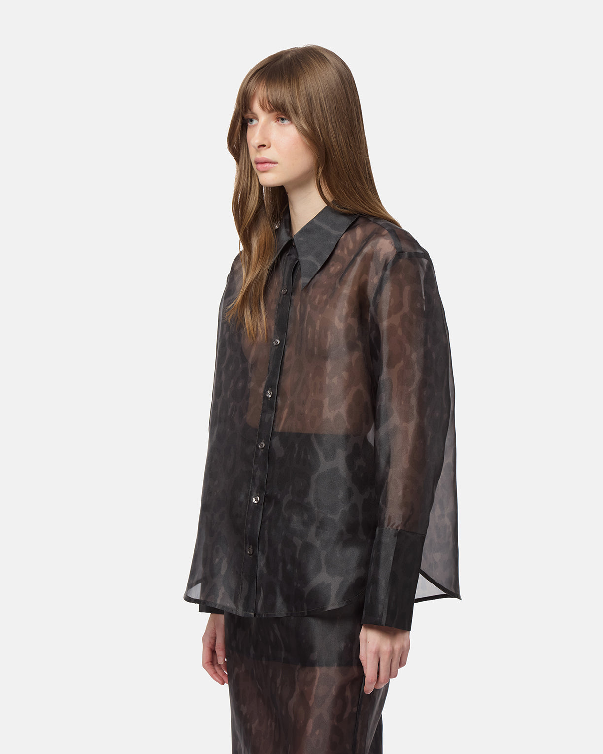 APPARIS Tyra Organza Leopard Shirt - Dark Leopard