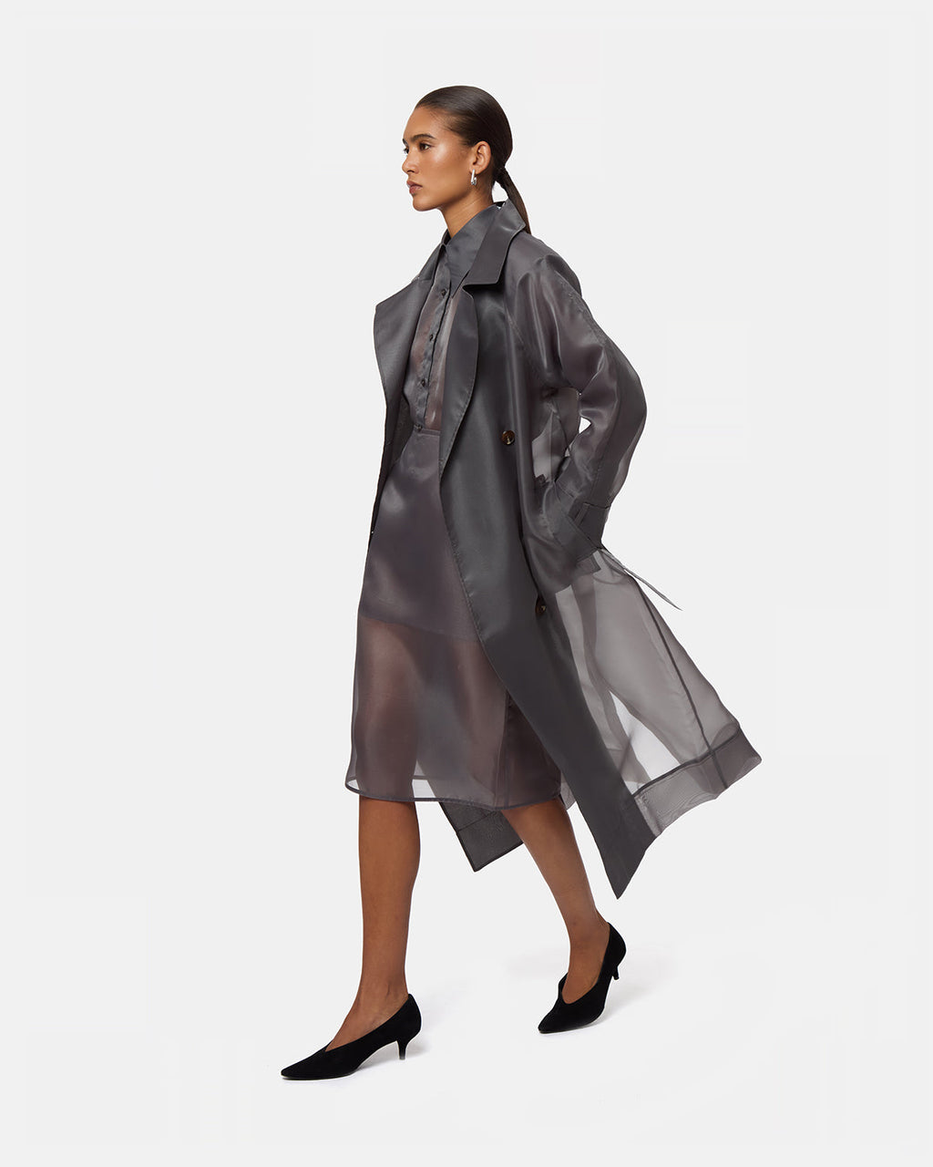 APPARIS Tyra Organza Midi Skirt - Dark Grey