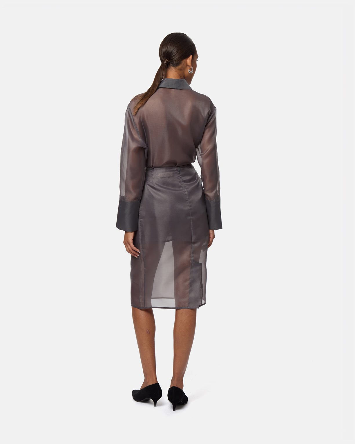 APPARIS Tyra Organza Midi Skirt - Dark Grey