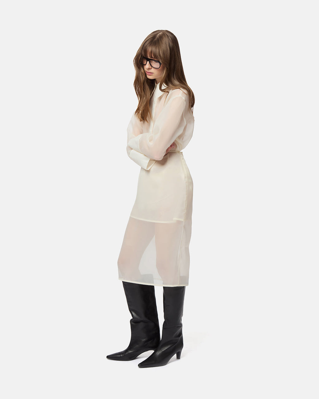 APPARIS Tyra Organza Midi Skirt - Ivory