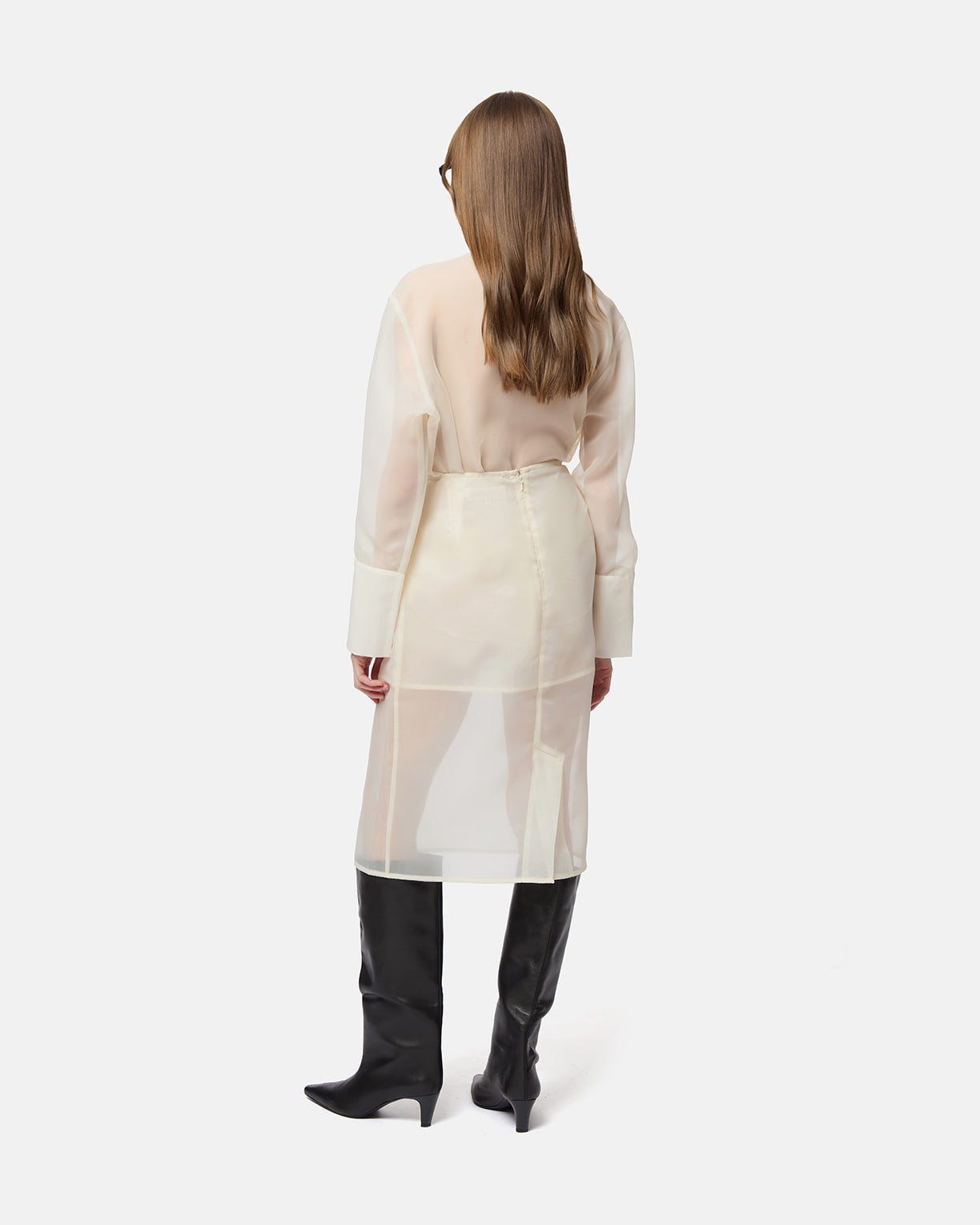 APPARIS Tyra Organza Midi Skirt - Ivory
