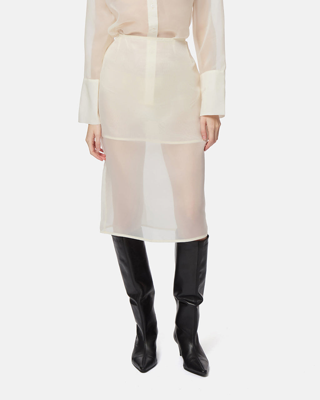 APPARIS Tyra Organza Midi Skirt - Ivory