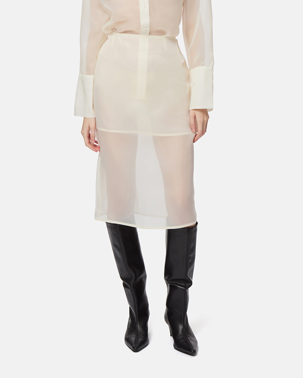 APPARIS Tyra Organza Midi Skirt - Ivory