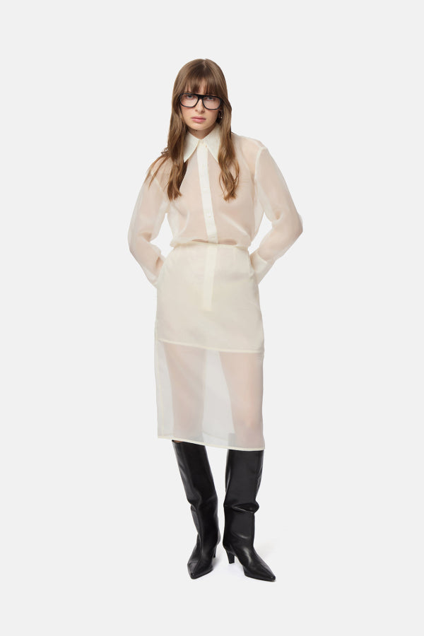 APPARIS Tyra Organza Midi Skirt - Ivory