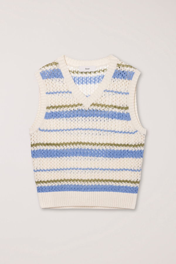 Dunst Chunky Knit Vest - Soft Blue Stripe