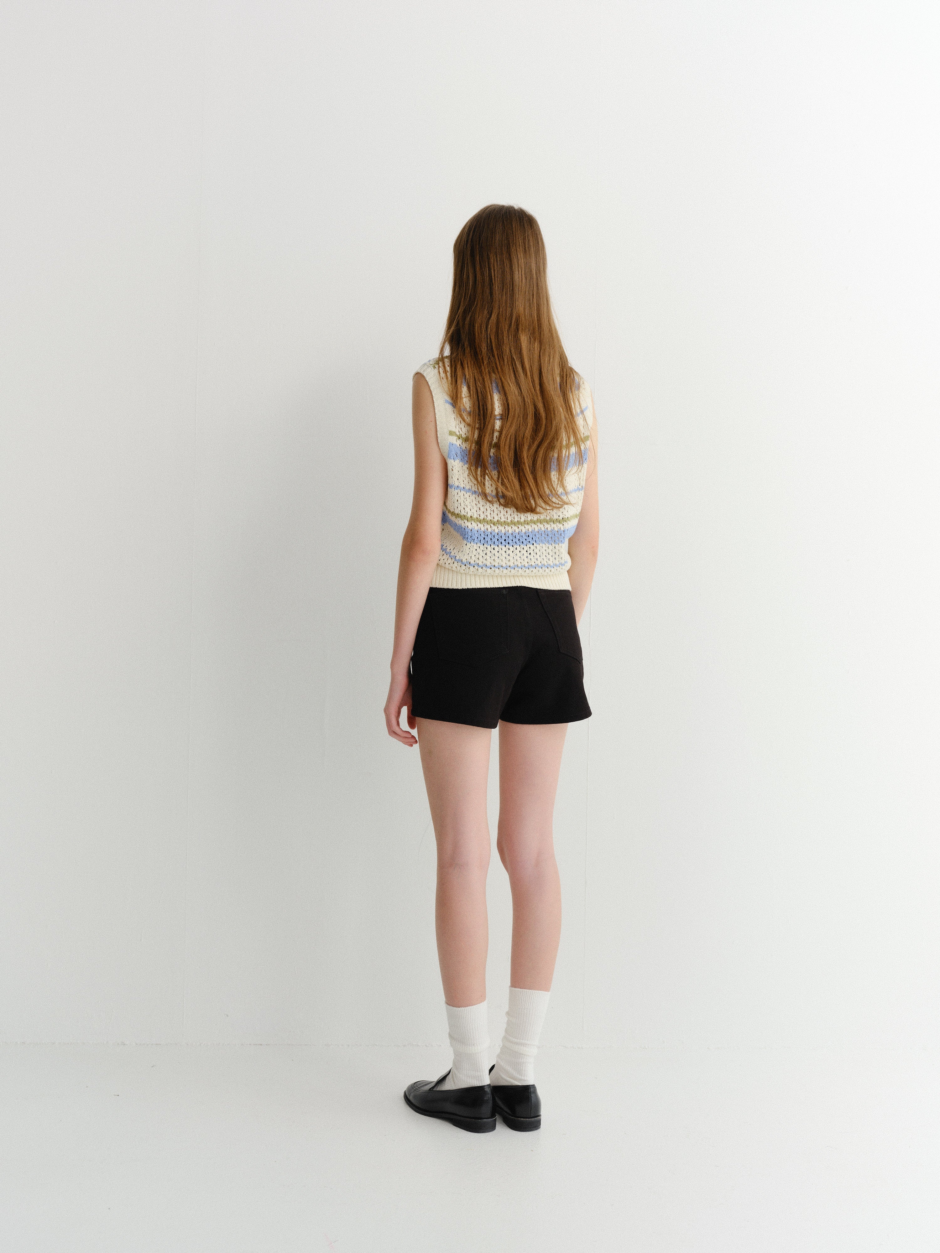 Dunst Chunky Knit Vest - Soft Blue Stripe
