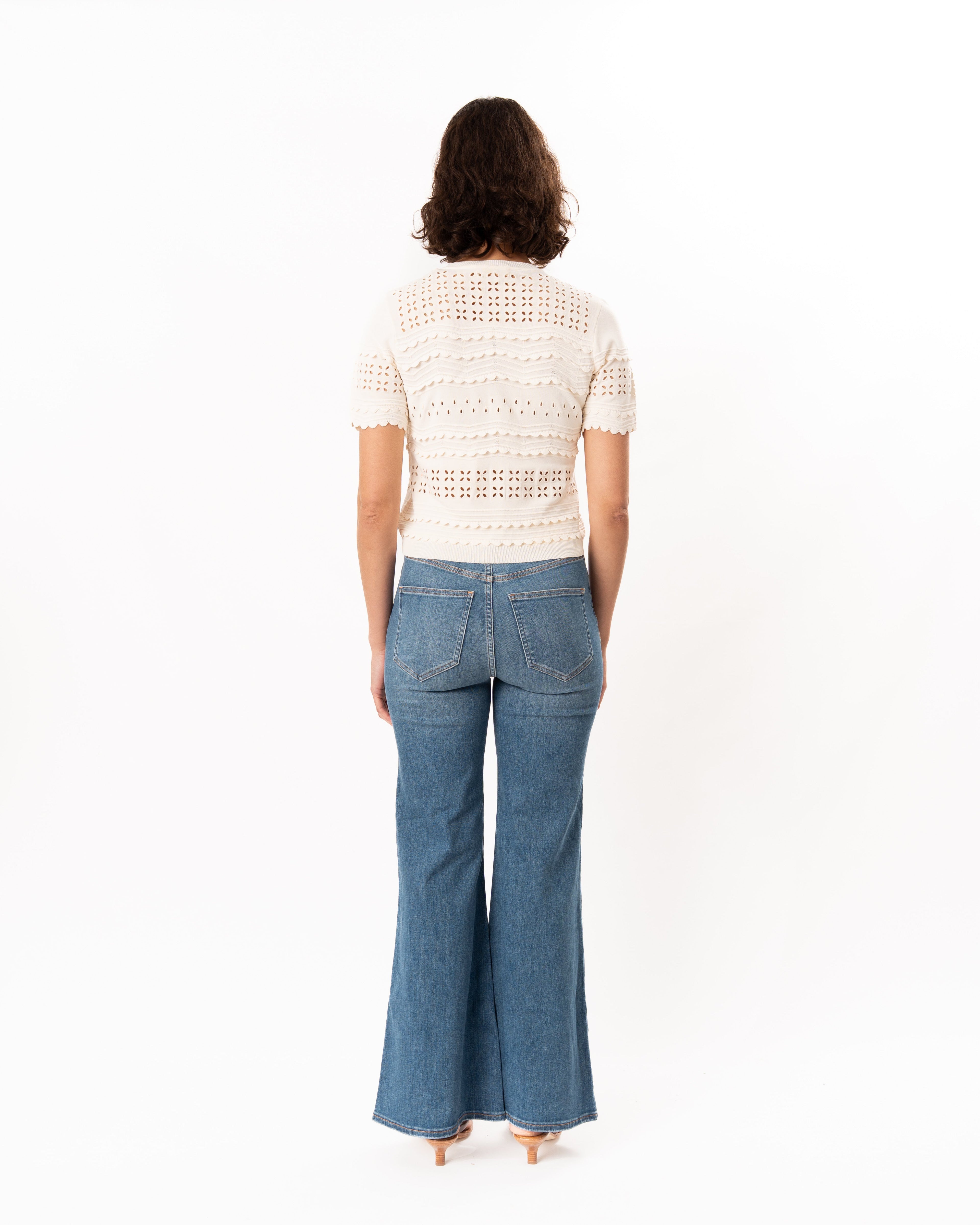 Ulla Johnson Abriana Eyelet Knit Cardigan - Cowrie