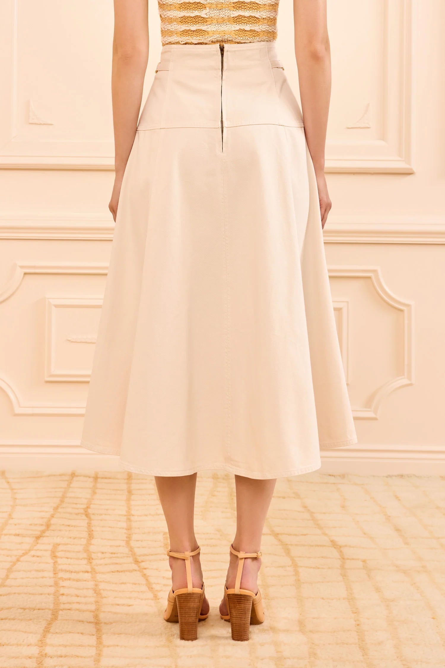 Ulla Johnson Brigette Denim Midi Skirt - Cowrie