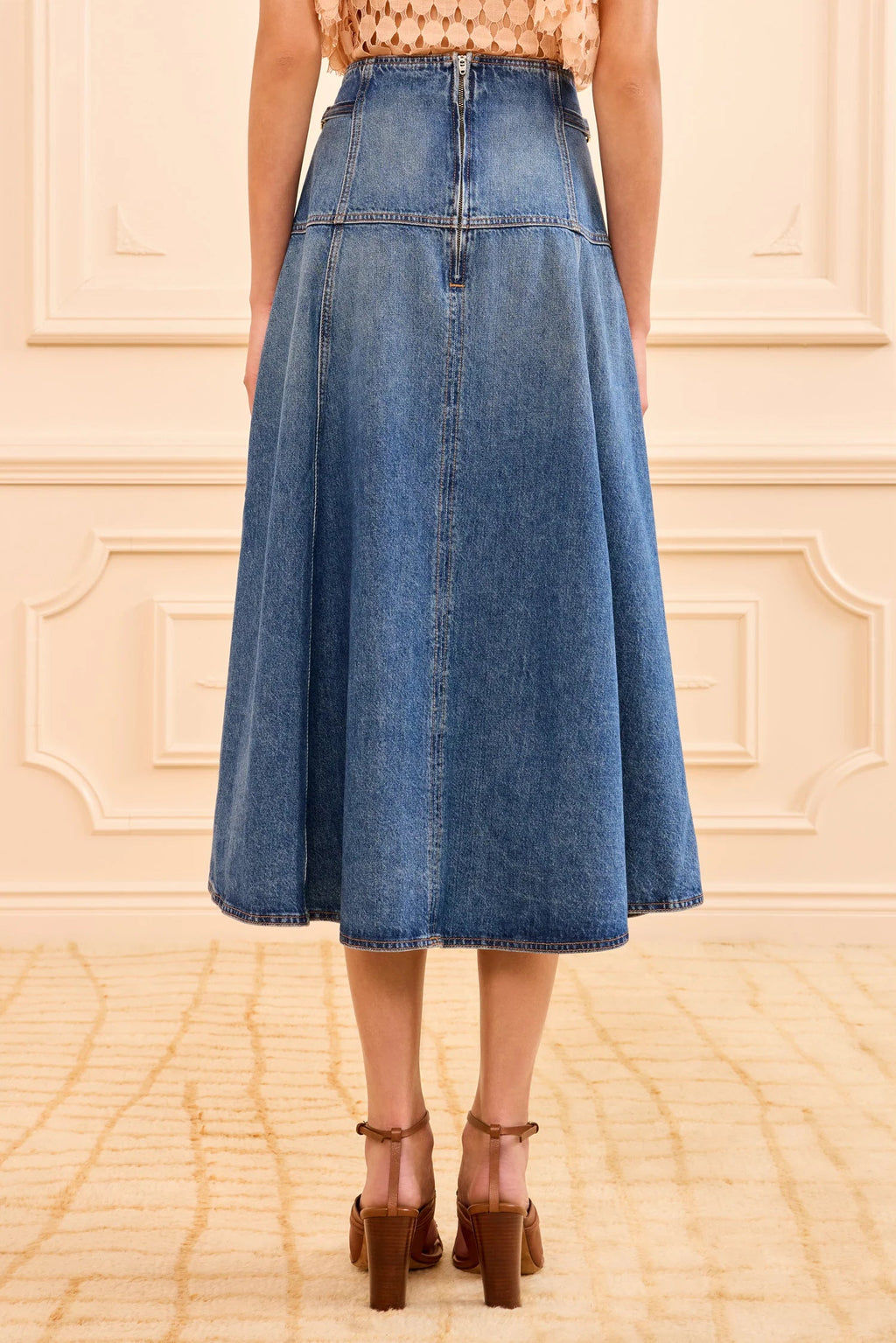 Ulla Johnson Brigette Denim Midi Skirt - Danube