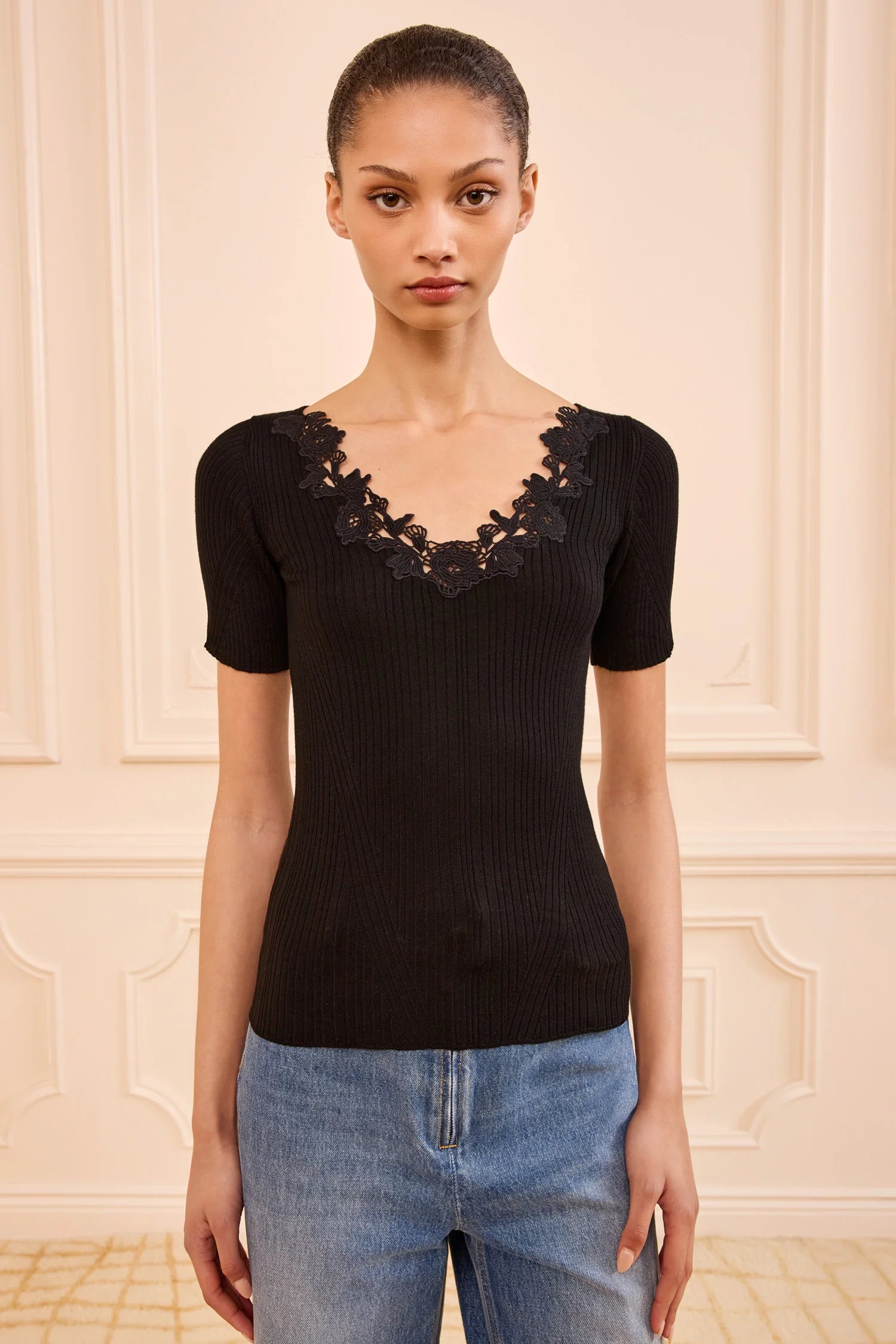 Ulla Johnson Celeste Knit Top with Lace