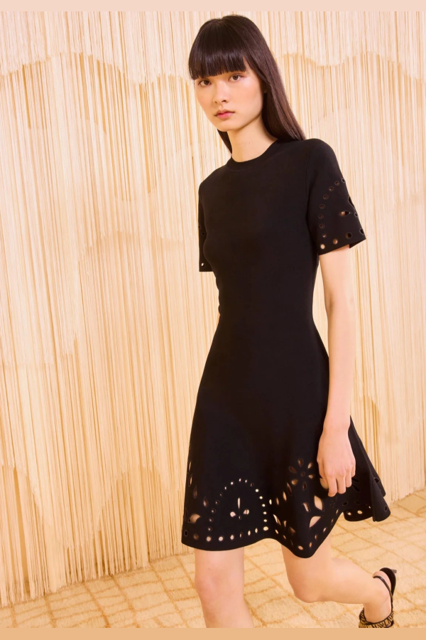 Ulla Johnson Fania Short Sleeve Knit Mini Dress - Noir