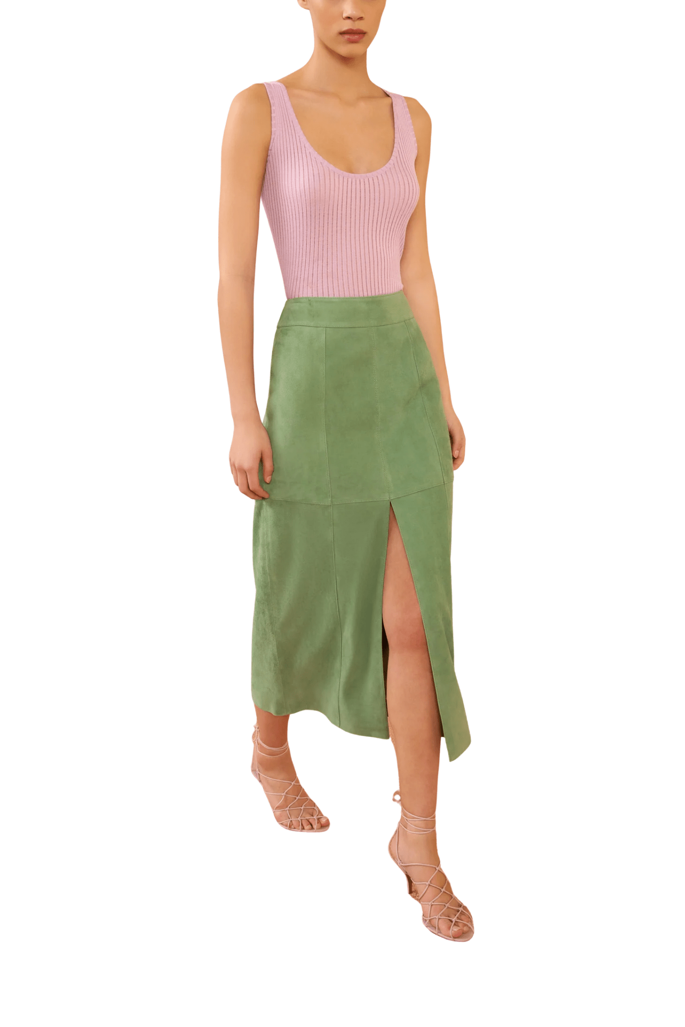 Ulla Johnson Orion Suede Pencil Skirt - Aventurine