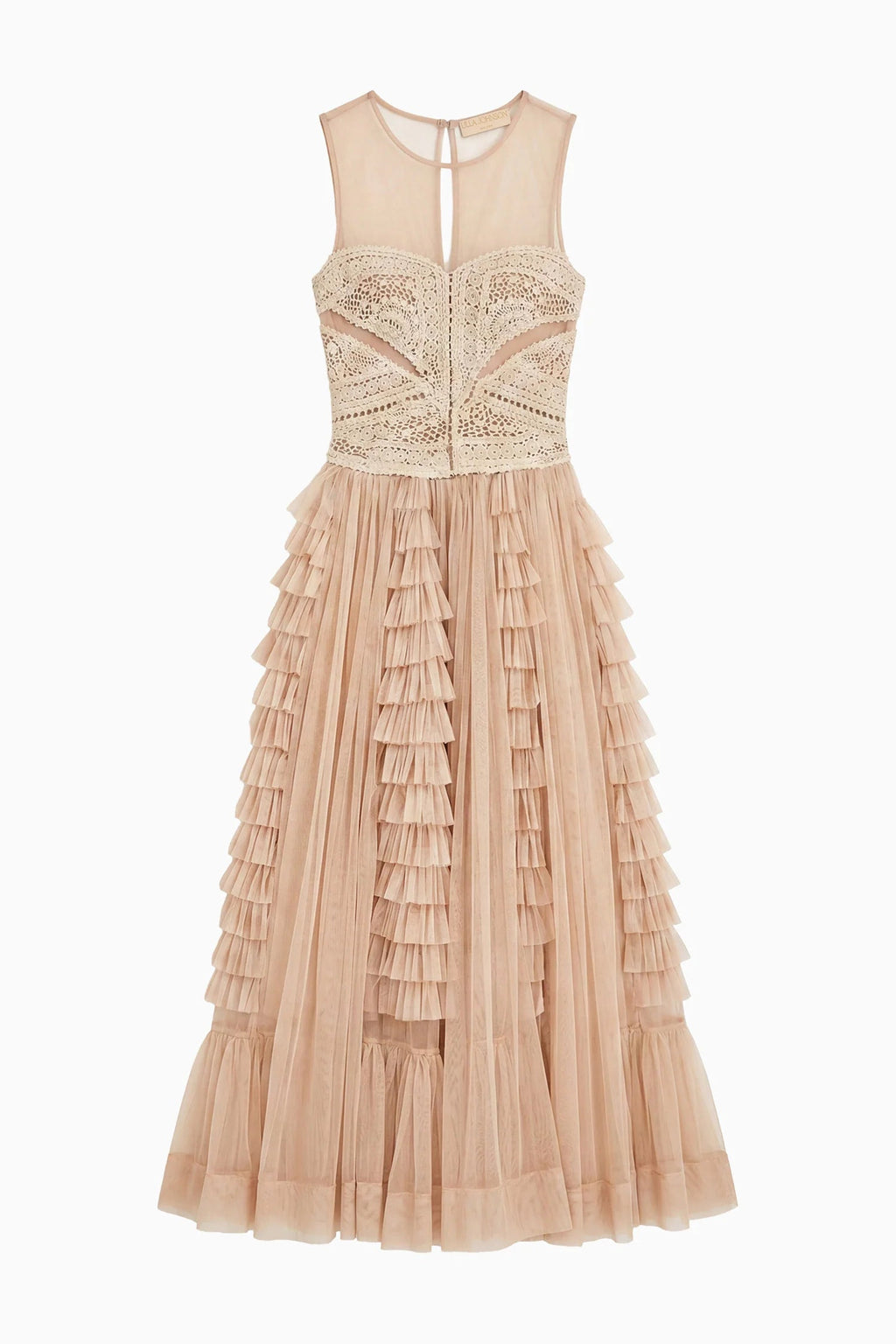 Ulla Johnson Orla Crochet & Tulle Dress - Sandstone