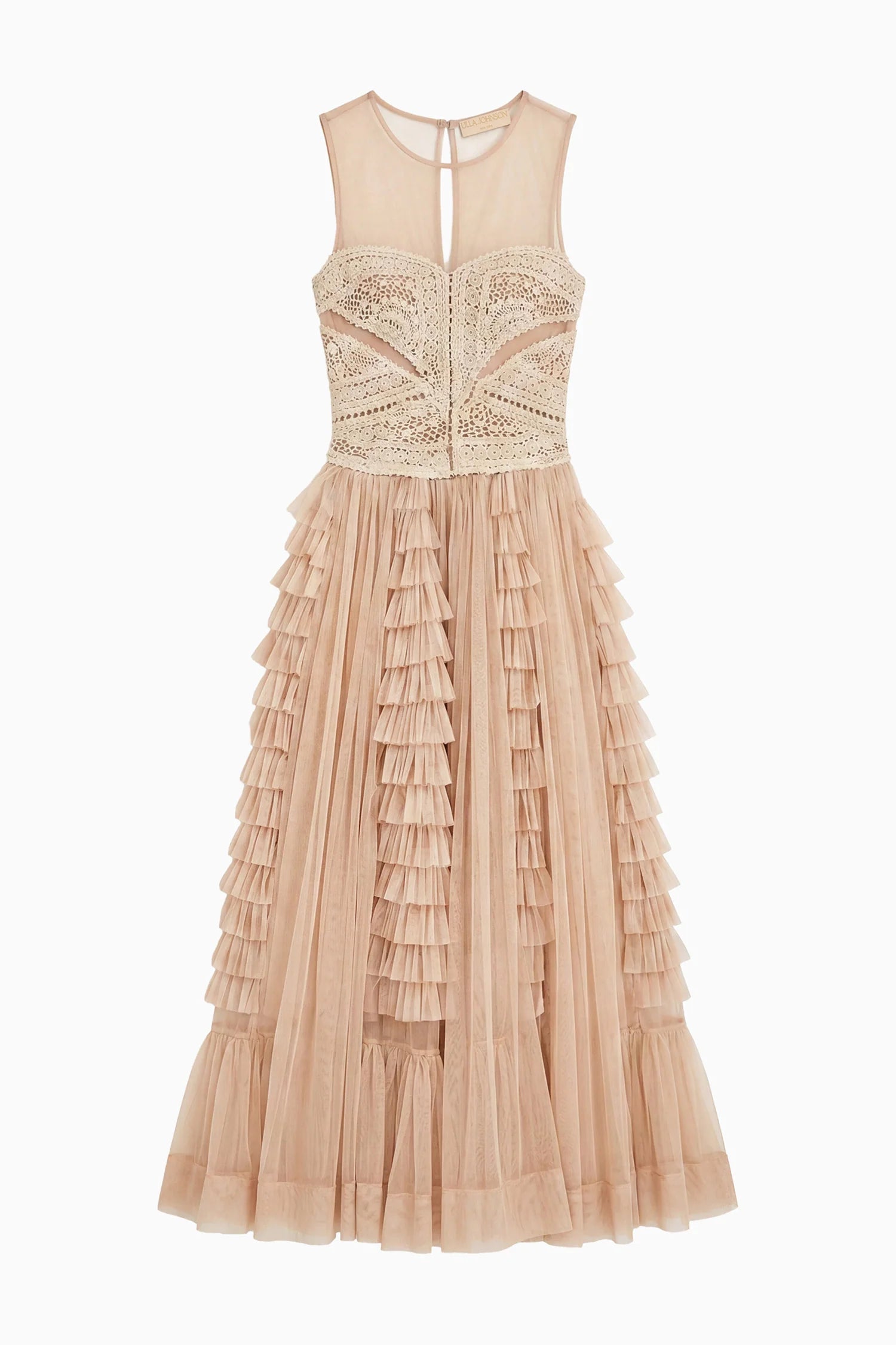 Ulla Johnson Orla Crochet & Tulle Dress - Sandstone