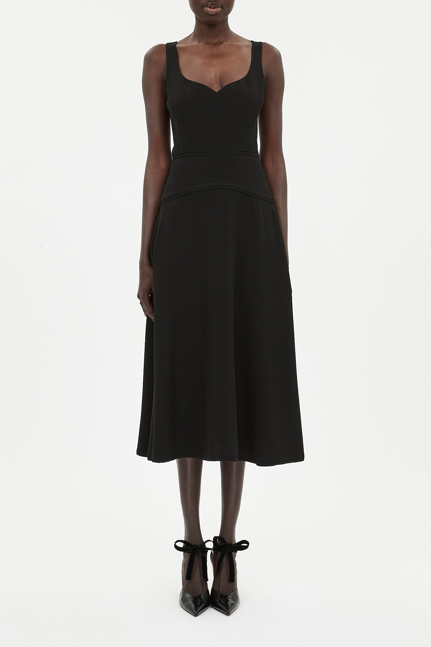 Ulla Johnson Vivi Sweetheart Neckline Midi Dress - Noir