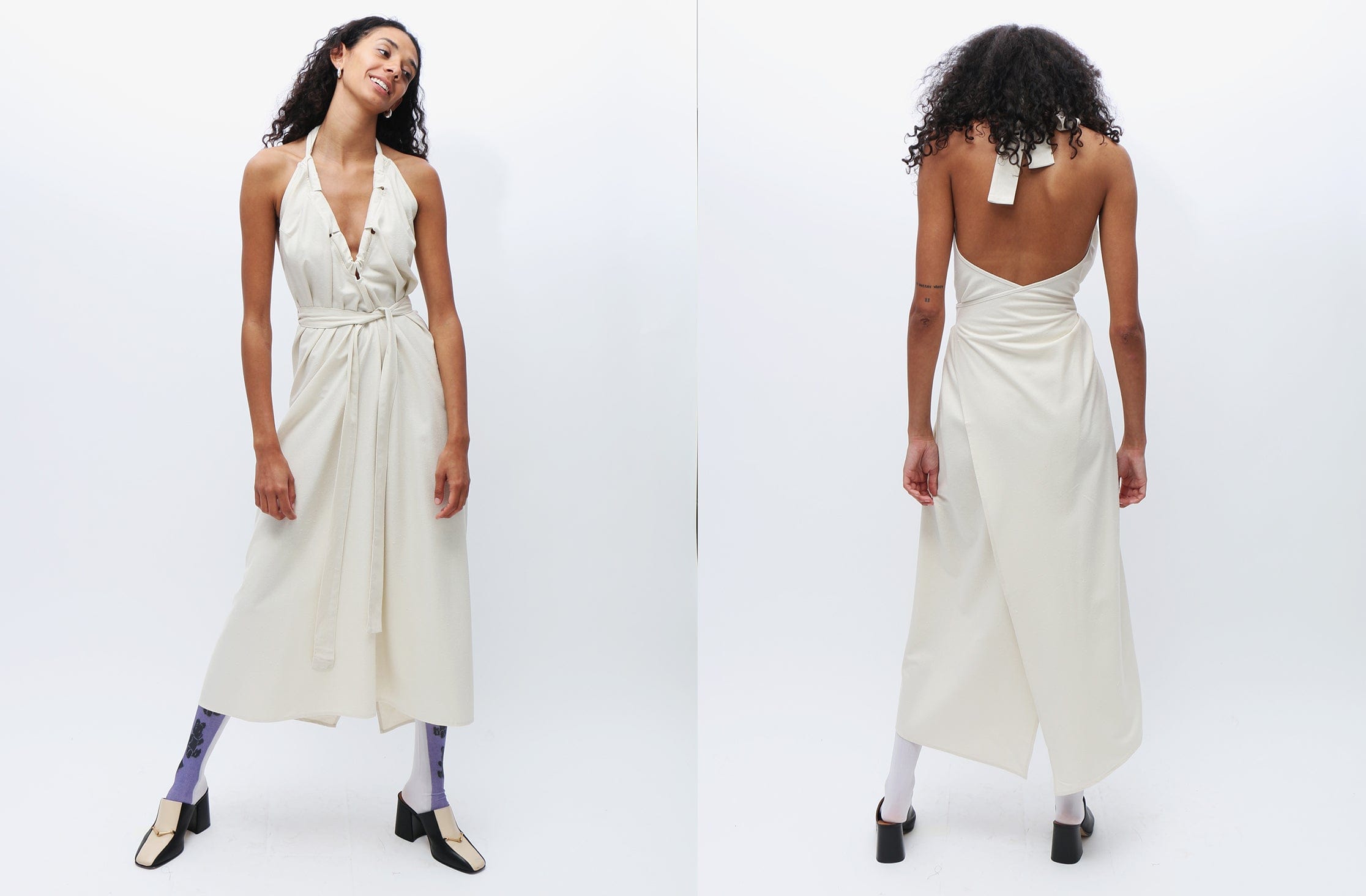 Baserange Undyed Node Dress - White
