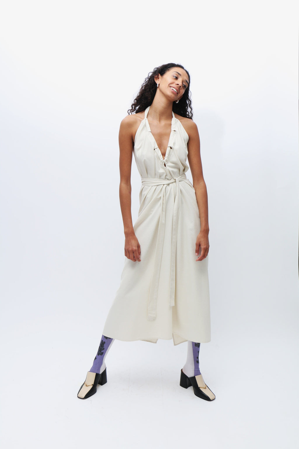 Baserange Undyed Node Dress - White
