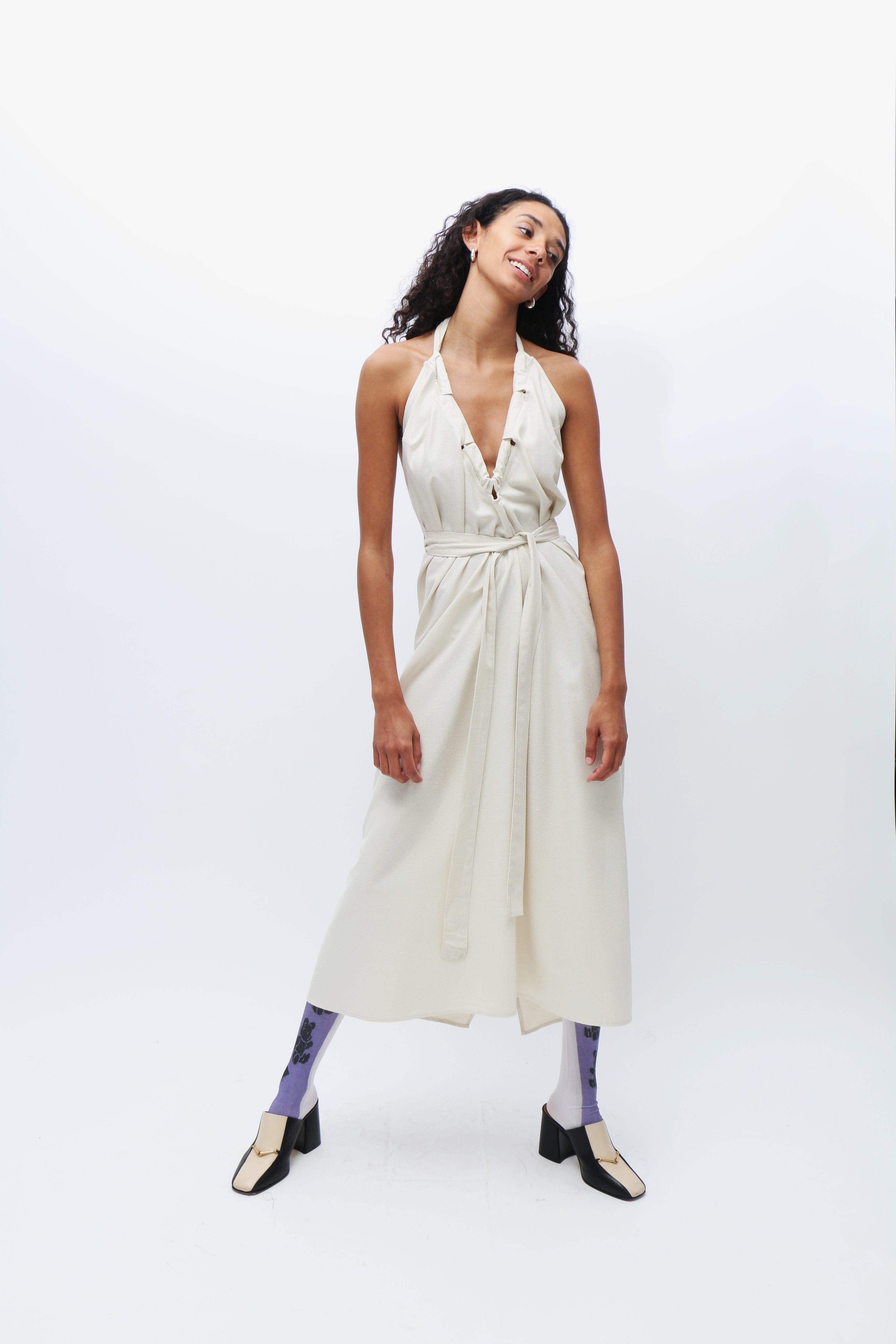 Baserange Undyed Node Dress - White
