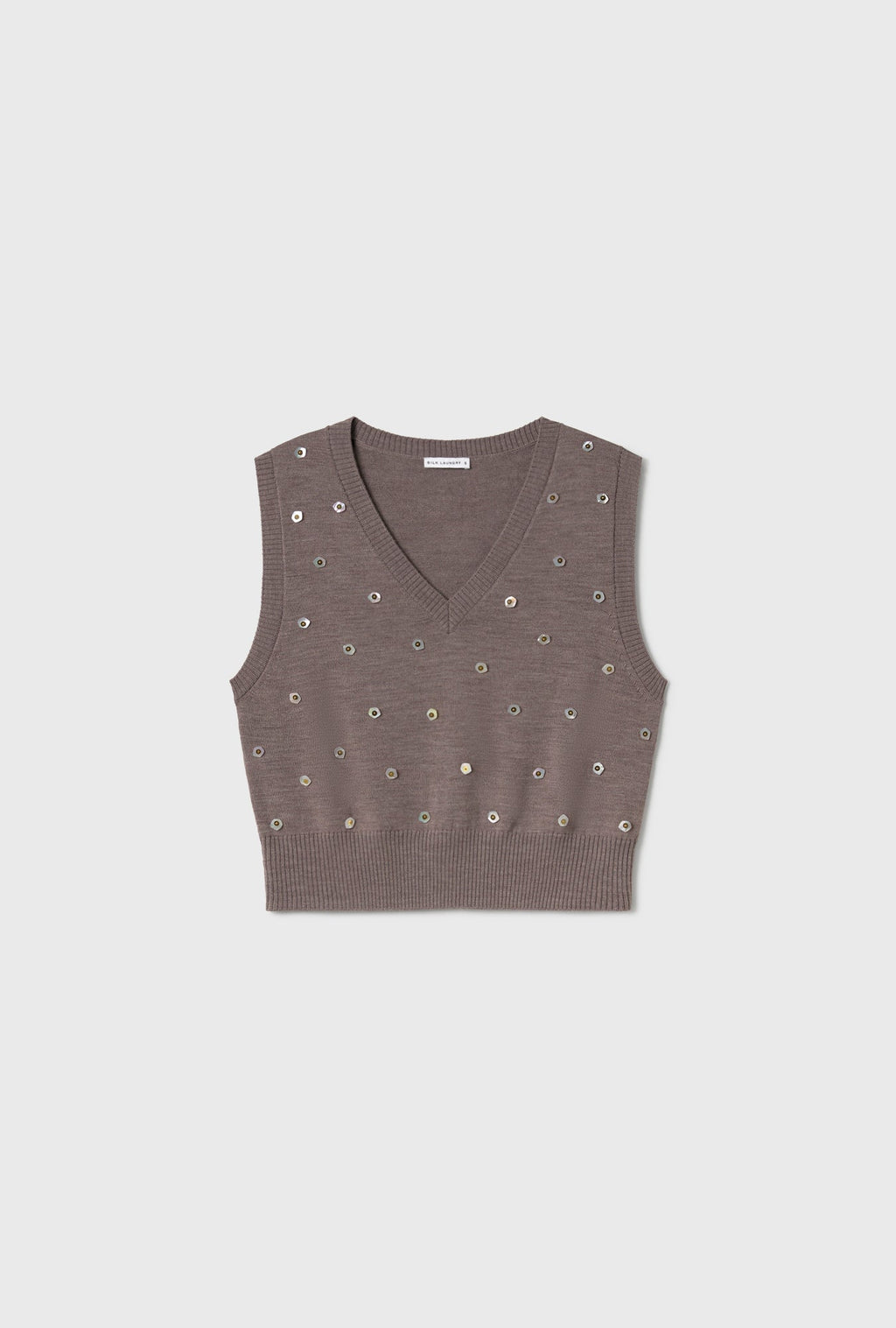 Silk Laundry V-Neck Sweater Vest - Pearl