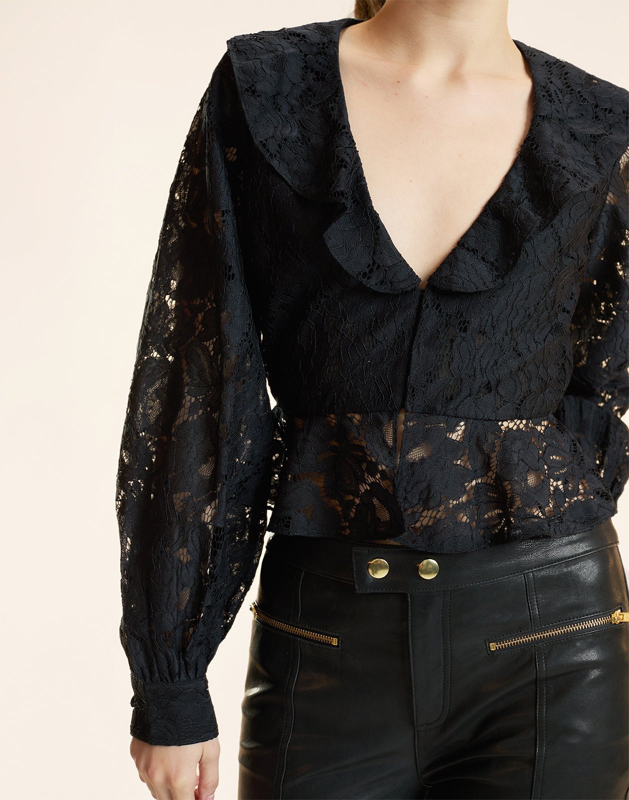Cynthia Rowley Verona Lace Blouse - Black