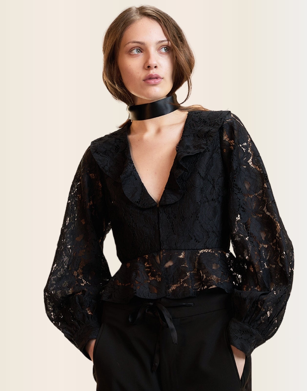 Cynthia Rowley Verona Lace Blouse - Black