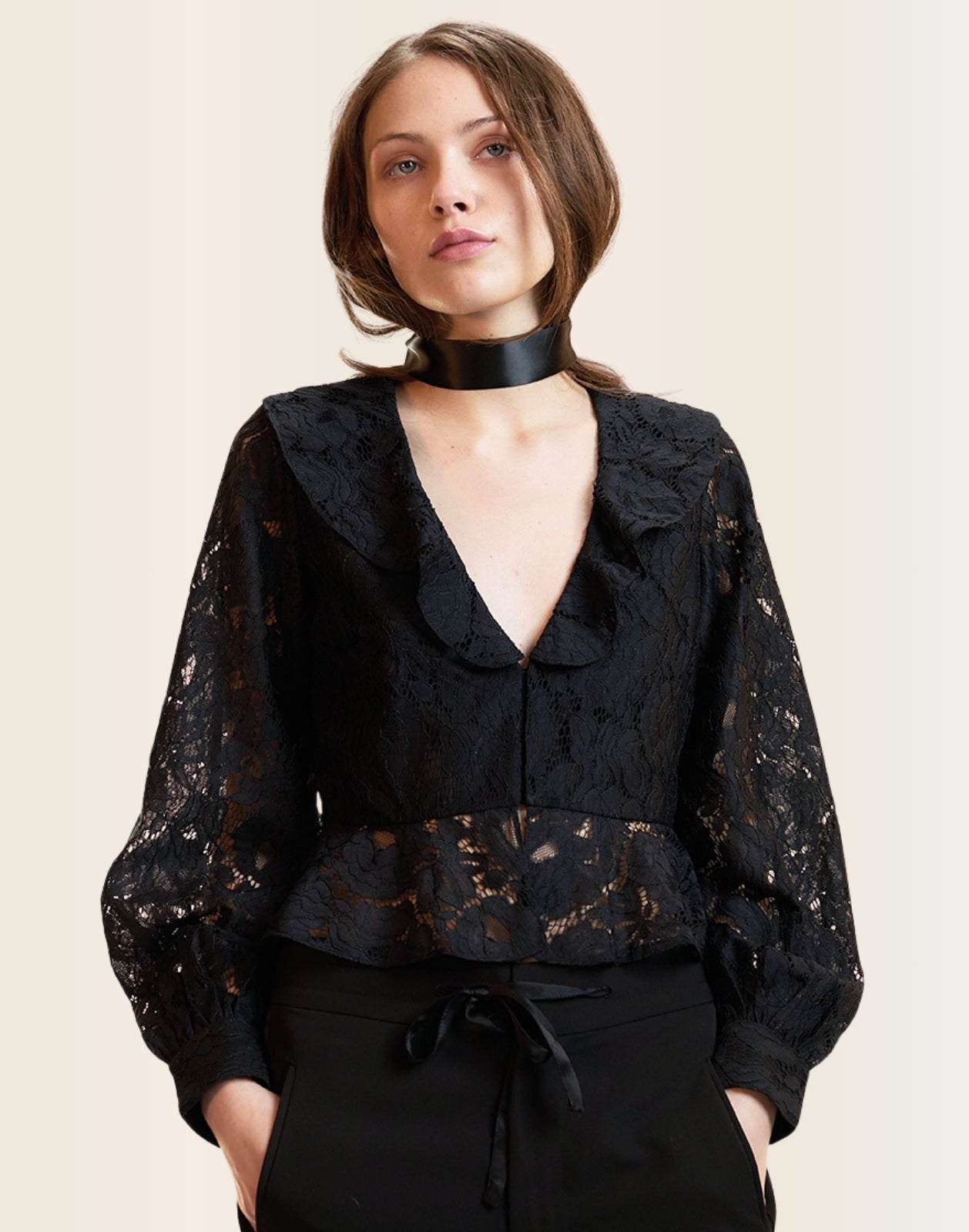 Cynthia Rowley Verona Lace Blouse - Black