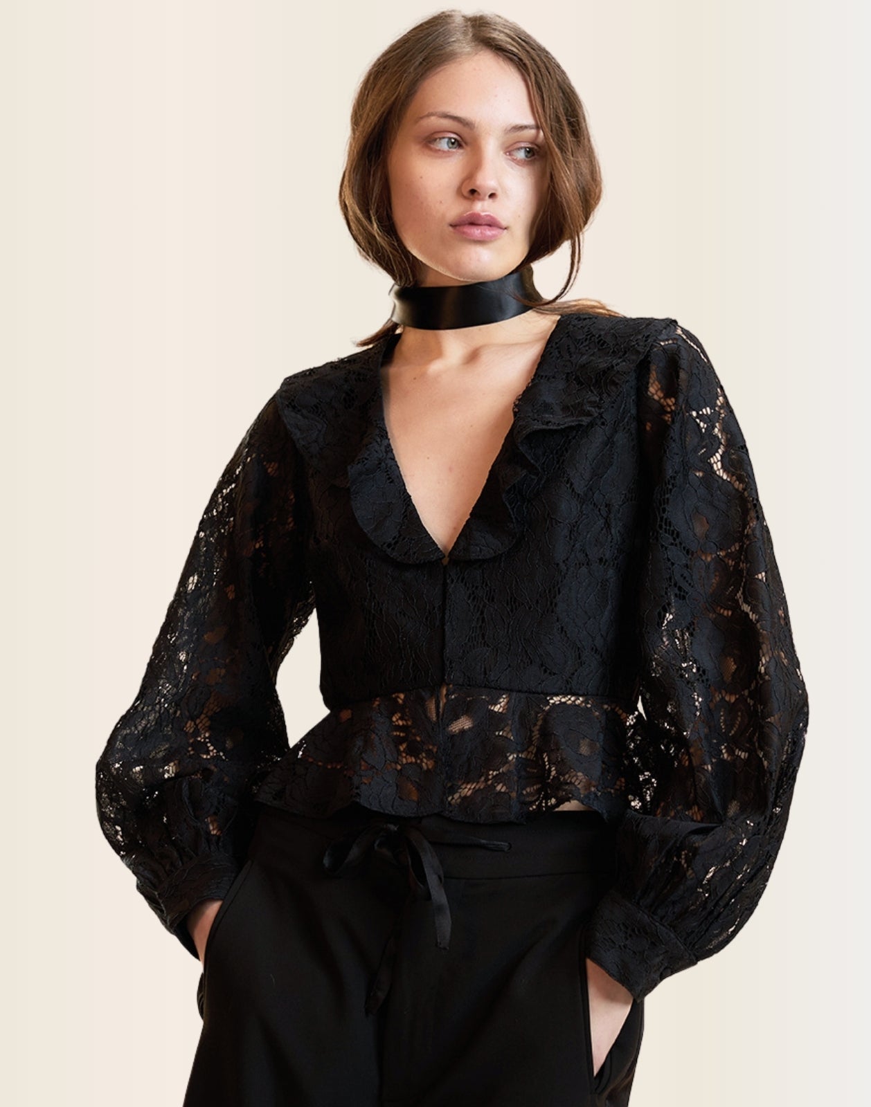 Cynthia Rowley Verona Lace Blouse - Black