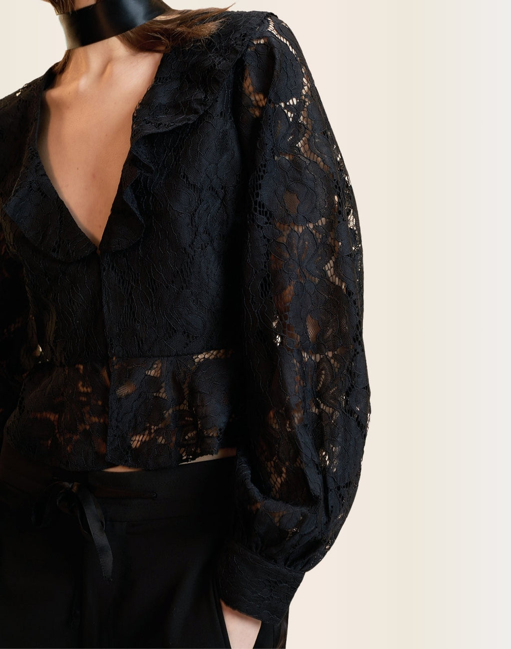 Cynthia Rowley Verona Lace Blouse - Black