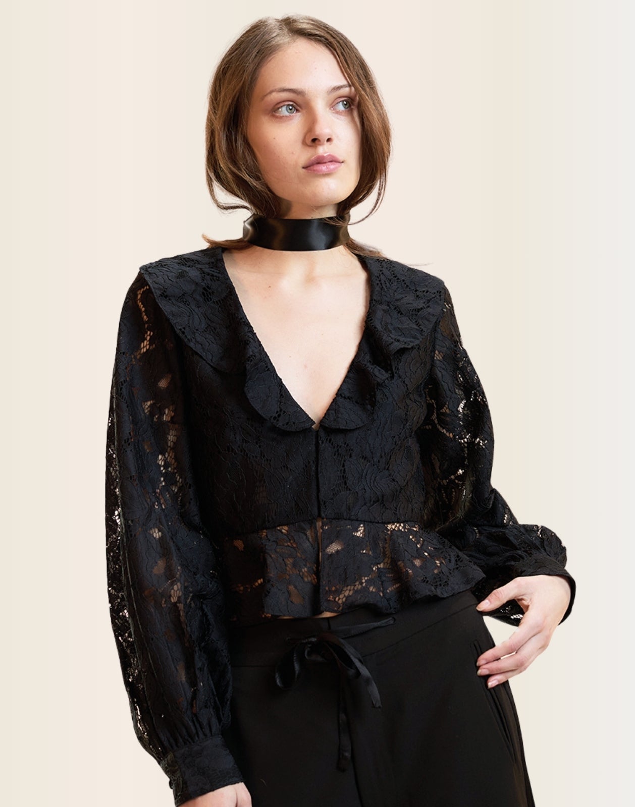 Cynthia Rowley Verona Lace Blouse - Black