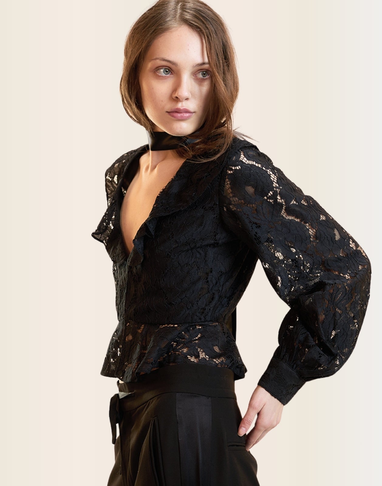 Cynthia Rowley Verona Lace Blouse - Black